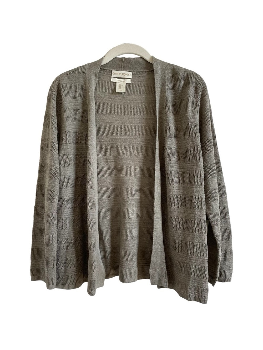Cynthia Rowley 100% Linen Open Front Cardigan Brown Size XL Coastal Luxury